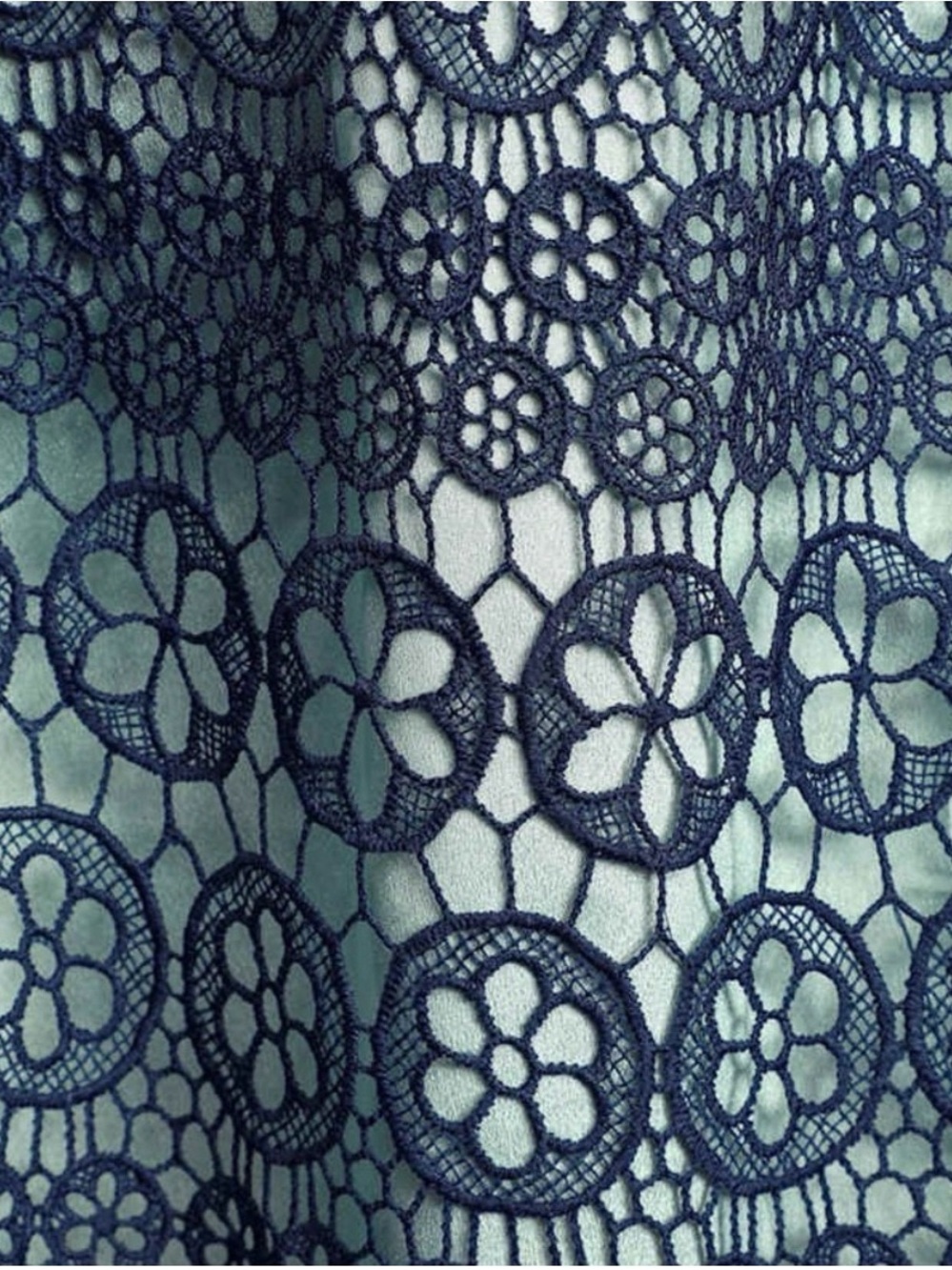 Lulu's Navy and Light Blue Floral Lace Mini Dress - Picture 3 of 6